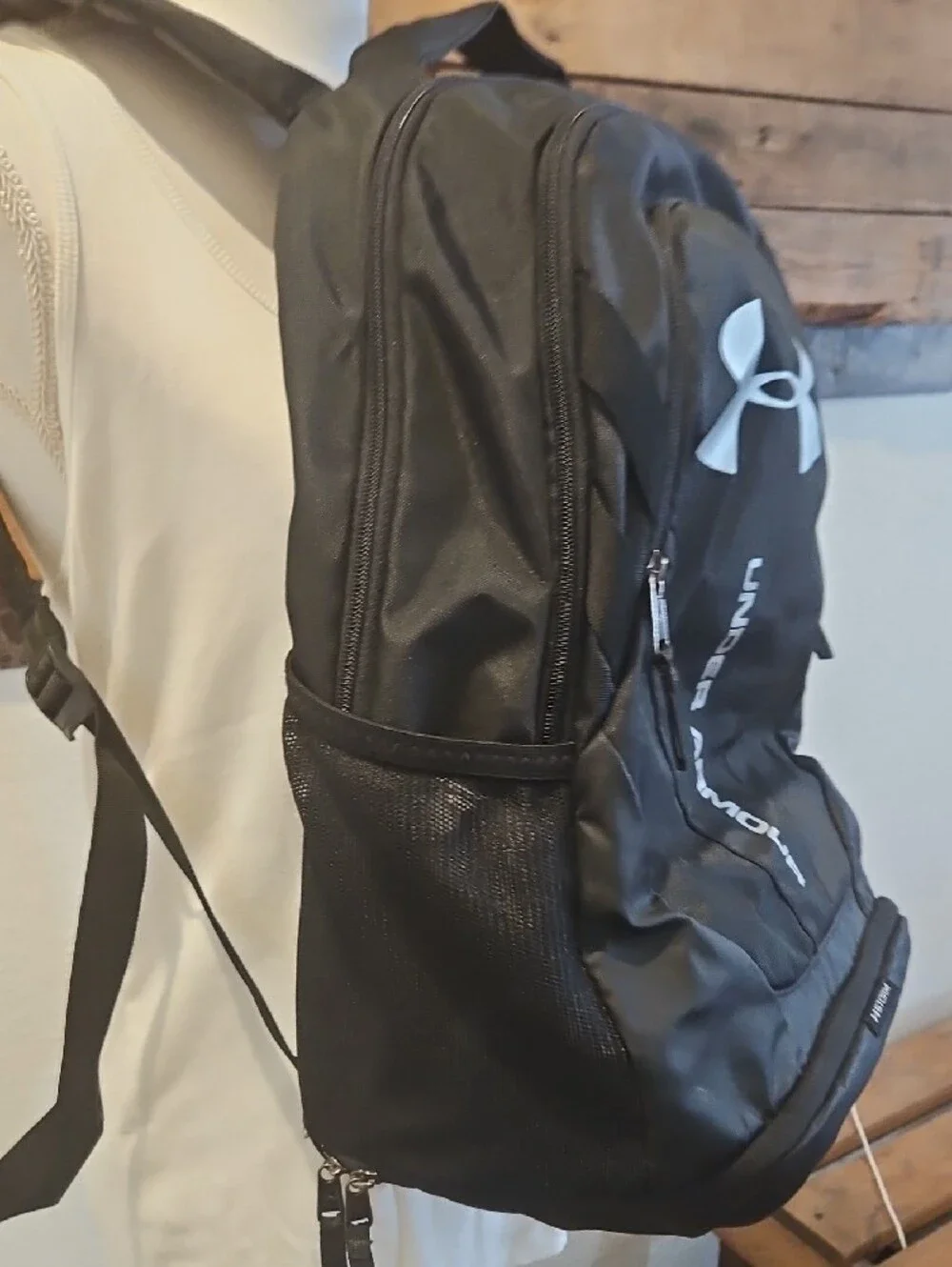 Under Armour Black Backpack with White Logo Bin 5